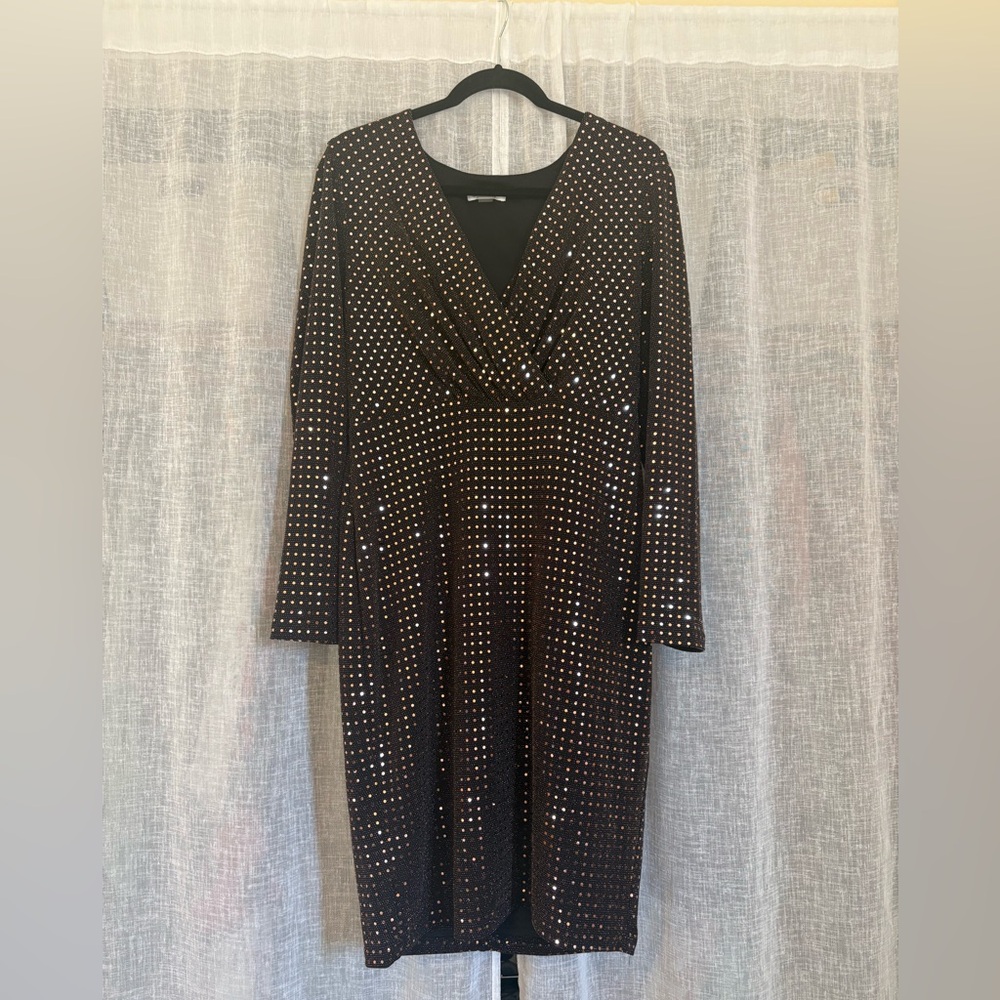 Calvin Klein Black Dress with Gold Accents